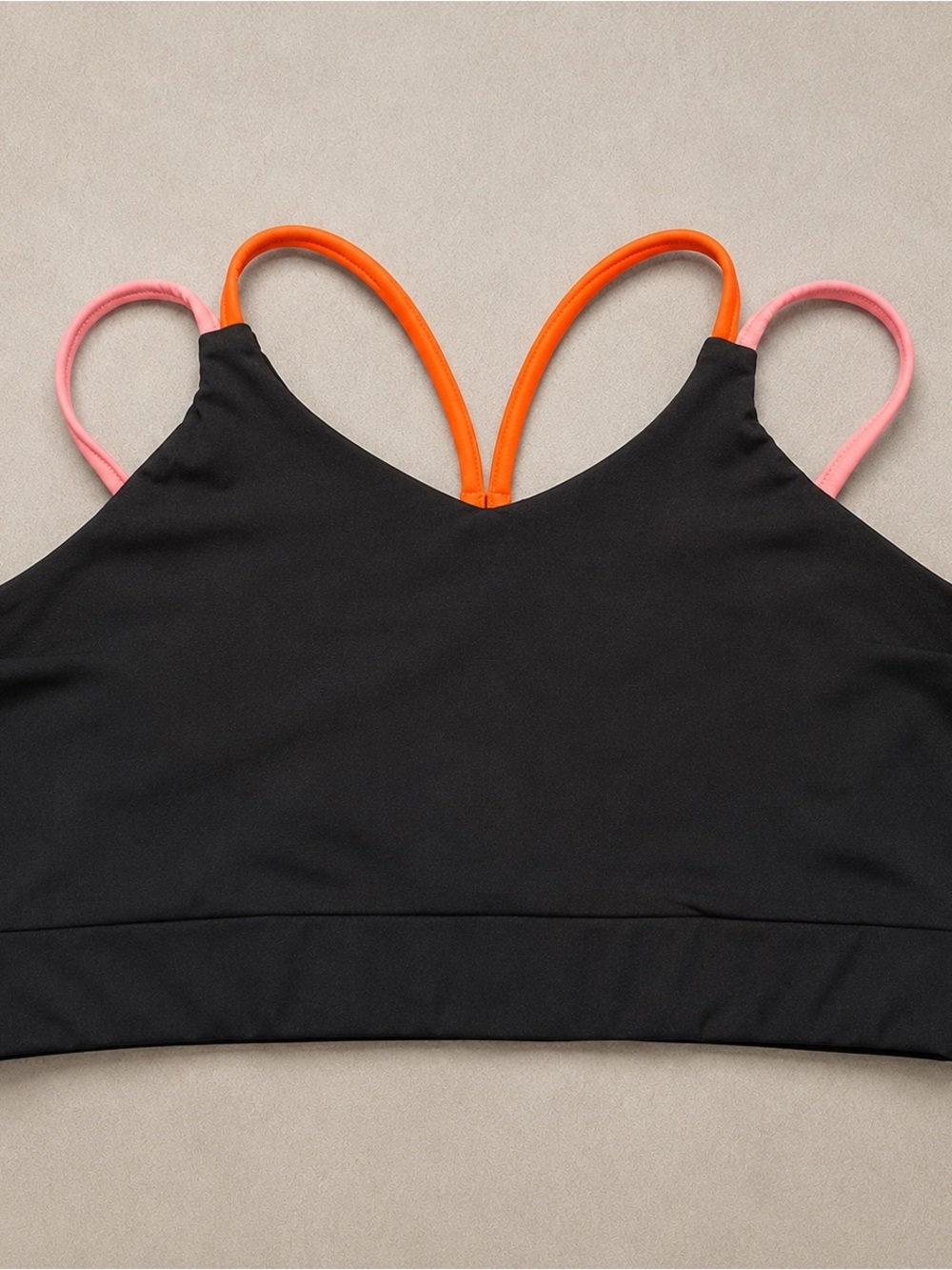 Old Navy Active Sports Bra Top L 10-12 Black Pink Orange
